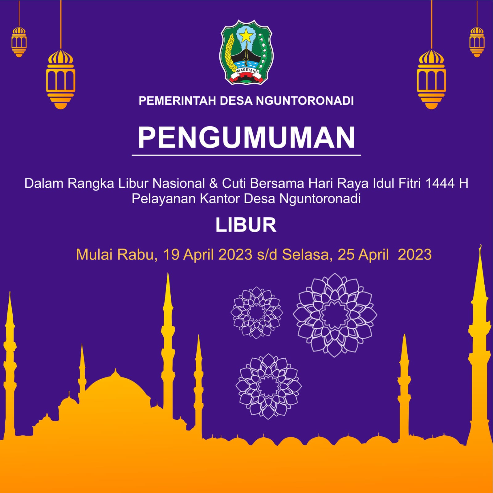 PENGUMUMAN LIBUR HARI RAYA IDUL FITRI 1444 H